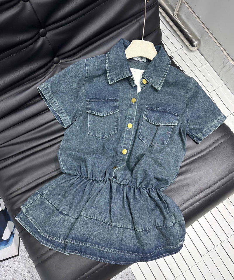 Váy bò giặt sơ mi túi hộp chun eo-duoc-ban-tai-MÍA SHOP - THỜI TRANG NỮ