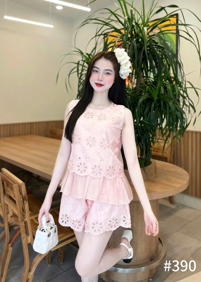 Bộ Ren hoa nổi Hồng - Kem-duoc-ban-tai-MÍA SHOP - THỜI TRANG NỮ