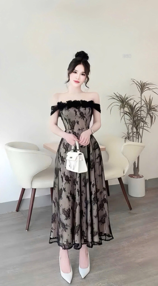Váy ren dài đính hoa-duoc-ban-tai-MÍA SHOP - THỜI TRANG NỮ