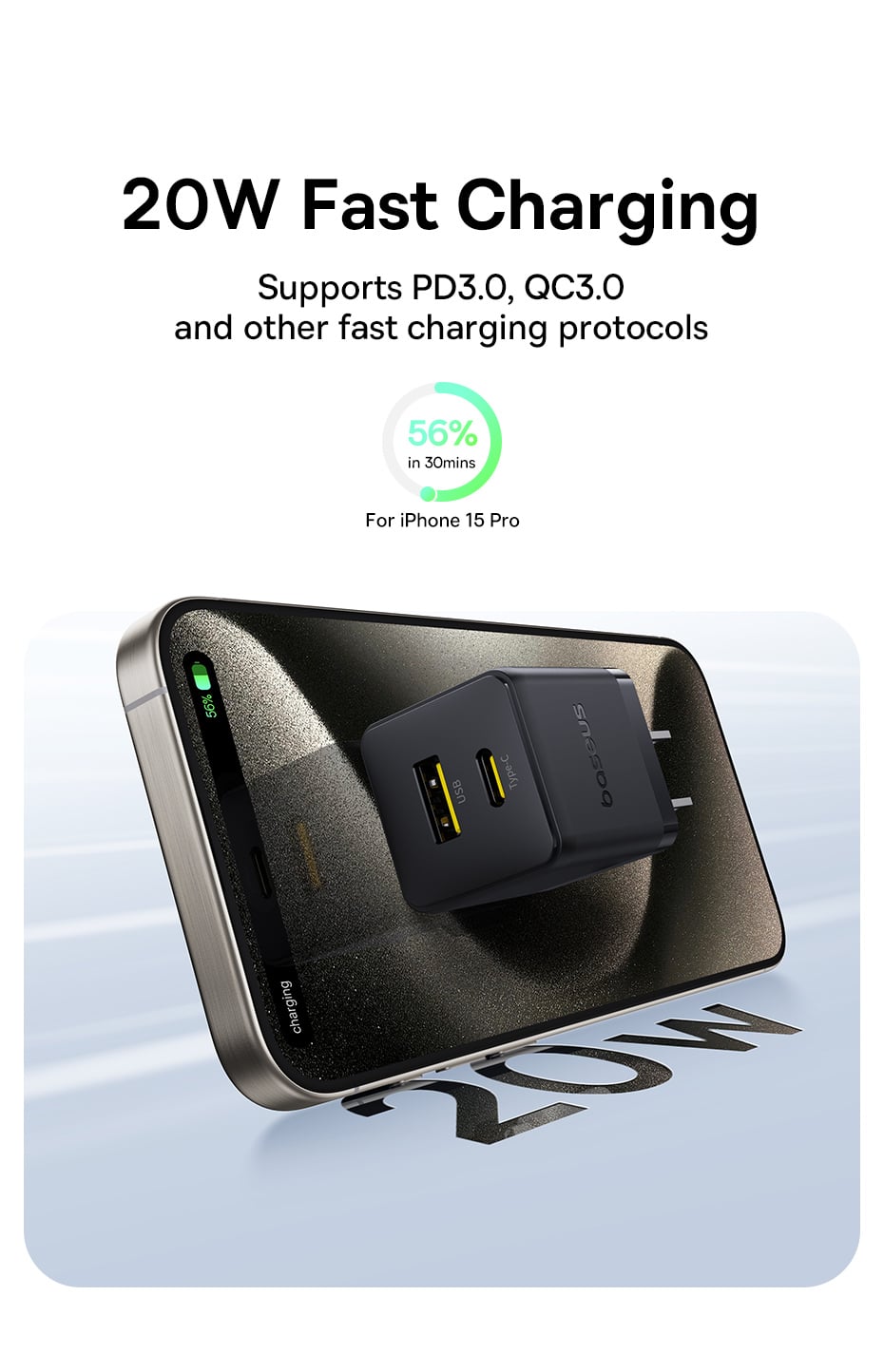 Củ sạc điện thoại Baseus Palm Fast Charger C+U 20W US - Trắng-duoc-ban-tai-ĐIỆN THOẠI DI ĐỘNG KHA OANH