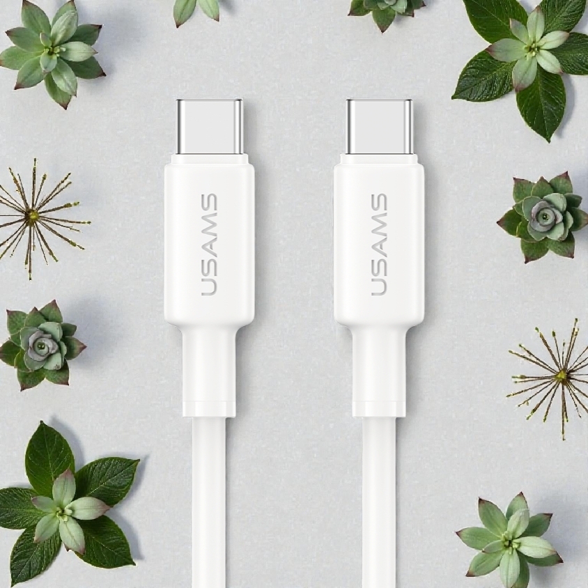 Cáp sạc điện thoại Usams SJ763 U90 60W Type-C To Type-C Charging & Data Cable 1m - Trắng-duoc-ban-tai-ĐIỆN THOẠI DI ĐỘNG KHA OANH