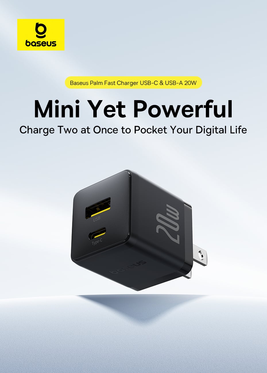 Củ sạc điện thoại Baseus Palm Fast Charger C+U 20W US - Trắng-duoc-ban-tai-ĐIỆN THOẠI DI ĐỘNG KHA OANH