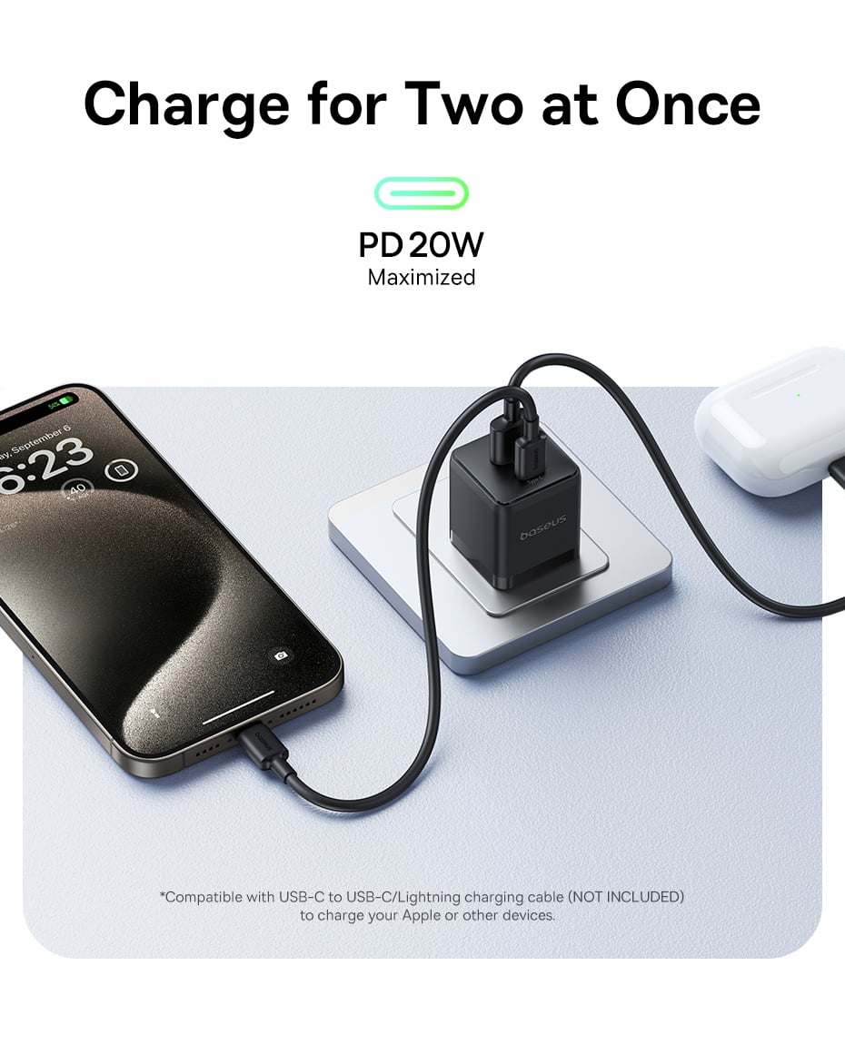 Củ sạc điện thoại Baseus Palm Fast Charger C+U 20W US - Trắng-duoc-ban-tai-ĐIỆN THOẠI DI ĐỘNG KHA OANH