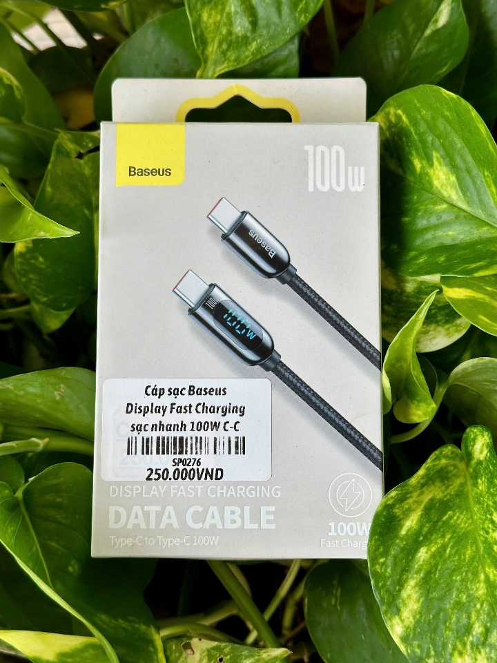 Cáp sạc nhanh điện thoại có hiển thị Baseus Display Fast Charging Type-C to Type-C 100W-Đen-duoc-ban-tai-ĐIỆN THOẠI DI ĐỘNG KHA OANH