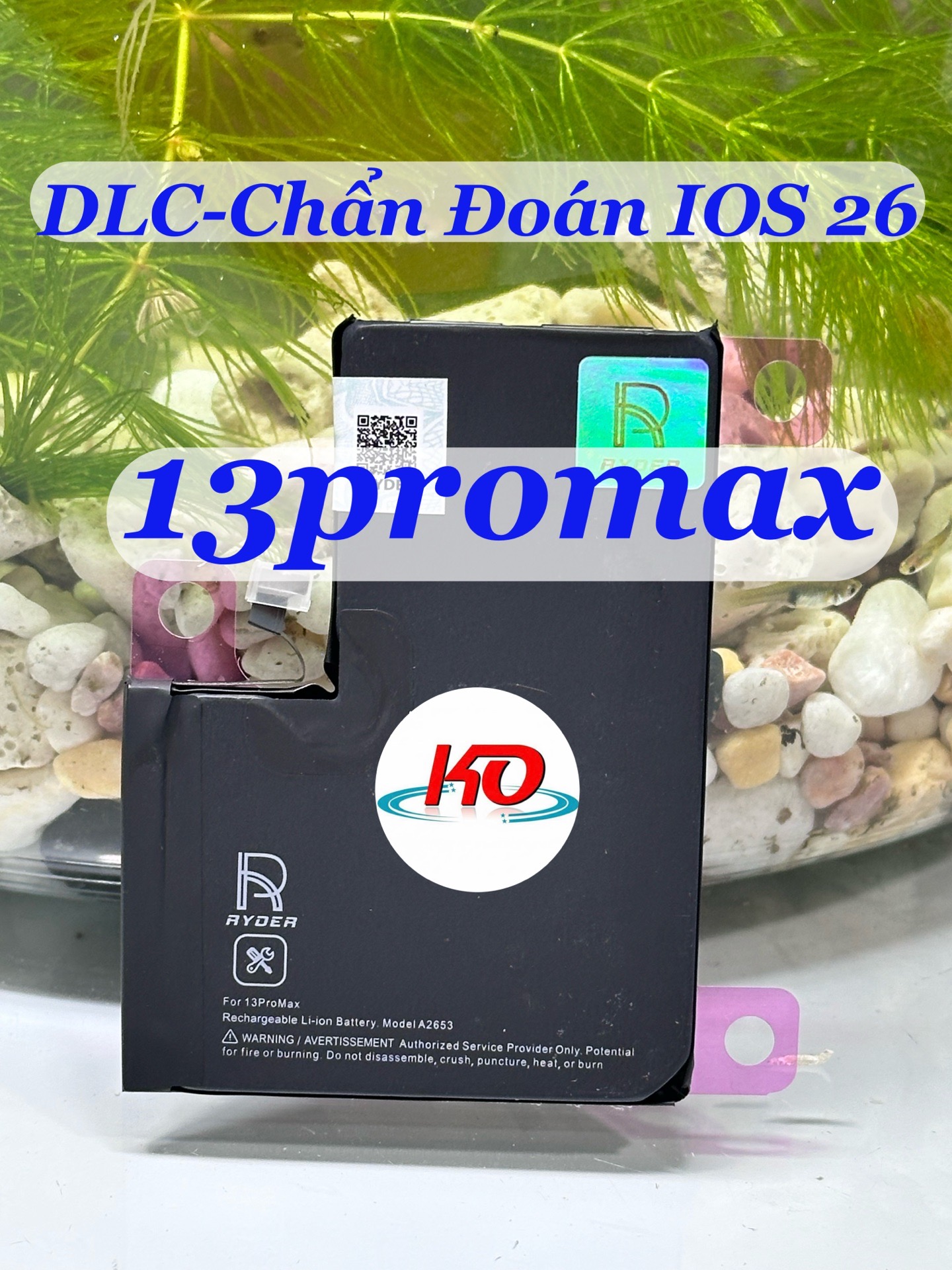 Pin Lithium Dùng Thay Thế Cho Đtdđ Iphone 13Promax,Model :A2653, Hiệu Ryder,Dung Lượng 4352Mah,Điện Áp 3.82V,Chất Liệu Bằng Ion Liti,Có Thể Sạc Lại Được.Mới 100%-duoc-ban-tai-ĐIỆN THOẠI DI ĐỘNG KHA OANH