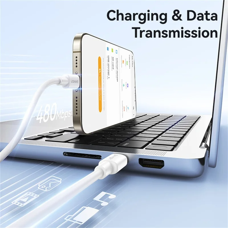 Cáp sạc điện thoại Usams SJ763 U90 60W Type-C To Type-C Charging & Data Cable 1m - Trắng-duoc-ban-tai-ĐIỆN THOẠI DI ĐỘNG KHA OANH