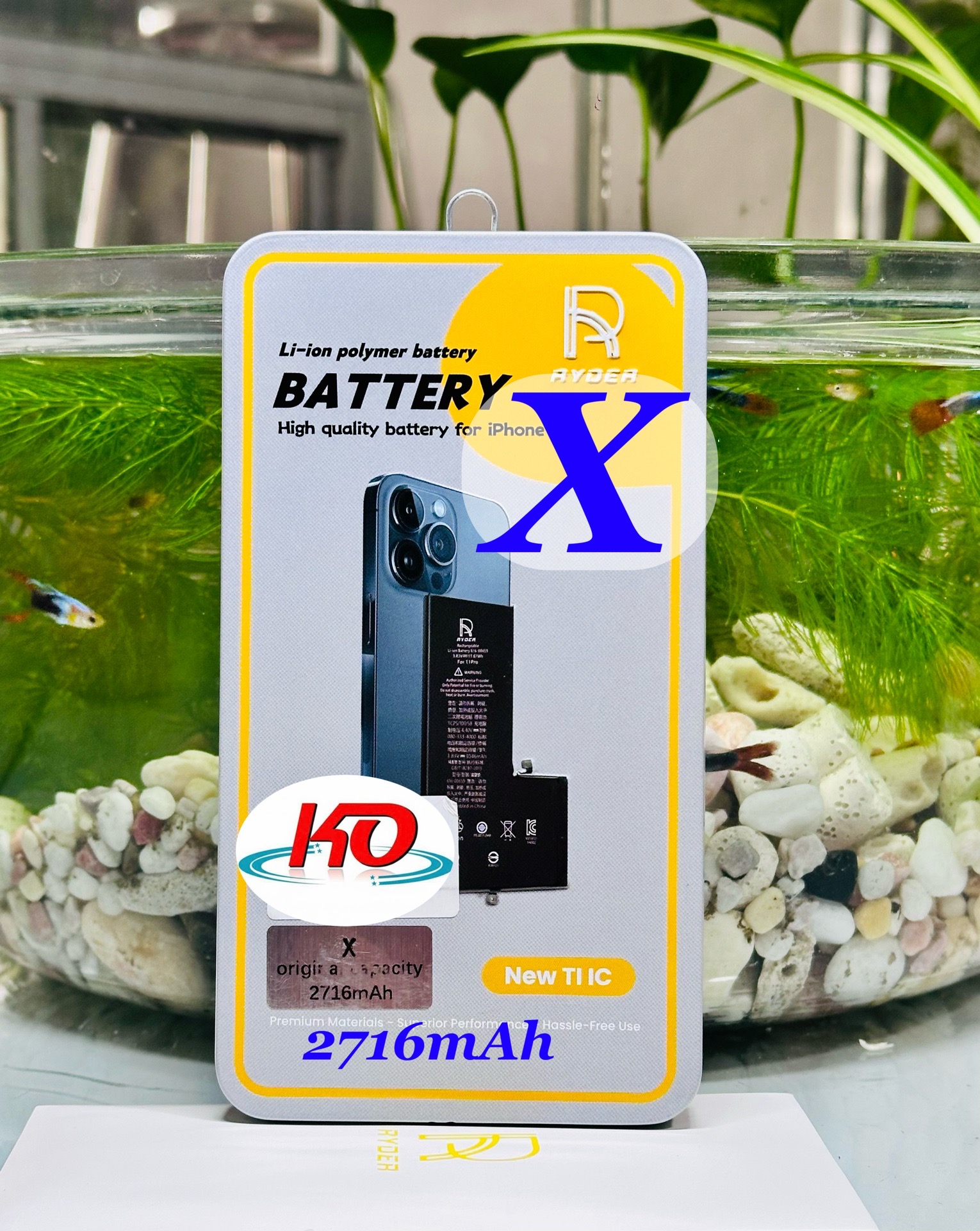 Pin Lithium dùng cho ĐTDĐ iphone X. Model 616-00346, dung lượng 2716mAH, hiệu Ryder, mới 100%-duoc-ban-tai-ĐIỆN THOẠI DI ĐỘNG KHA OANH