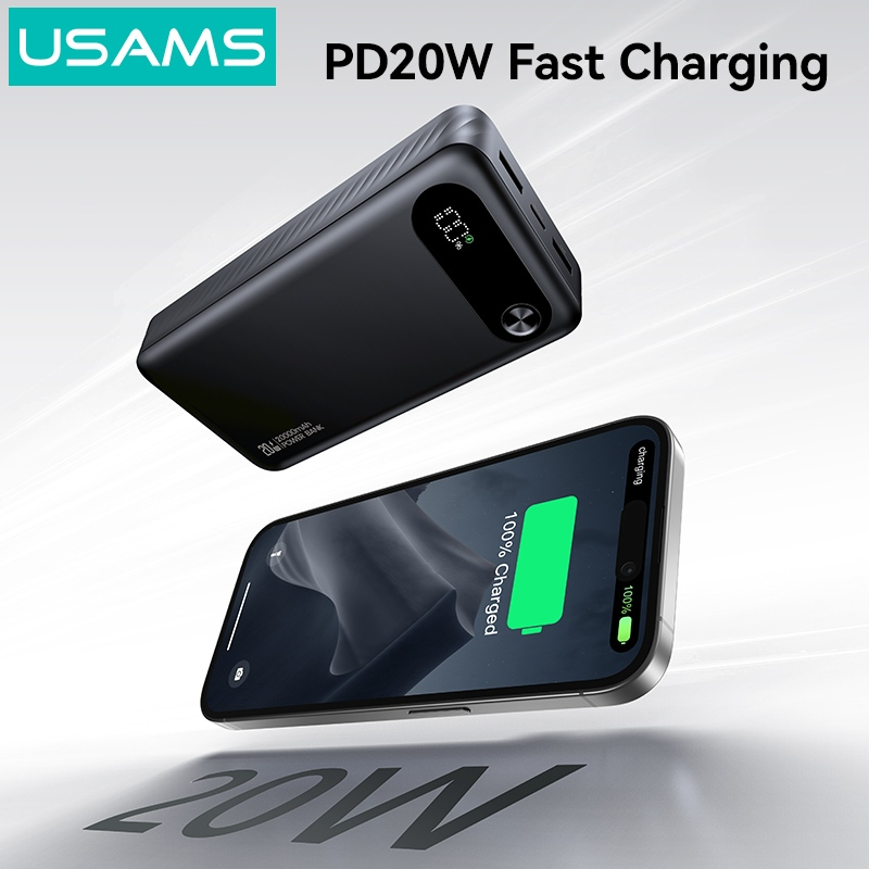 Pin sạc dự phòng Usams CD251 PB80 PD20W Digital Display Fast Charging Power Bank 20000mAh - Đen-duoc-ban-tai-ĐIỆN THOẠI DI ĐỘNG KHA OANH