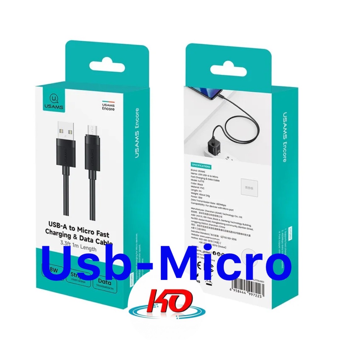 Cáp sạc điện thoại USB-A to Micro USAMS model: SJ779 U94 dài 1m-duoc-ban-tai-ĐIỆN THOẠI DI ĐỘNG KHA OANH