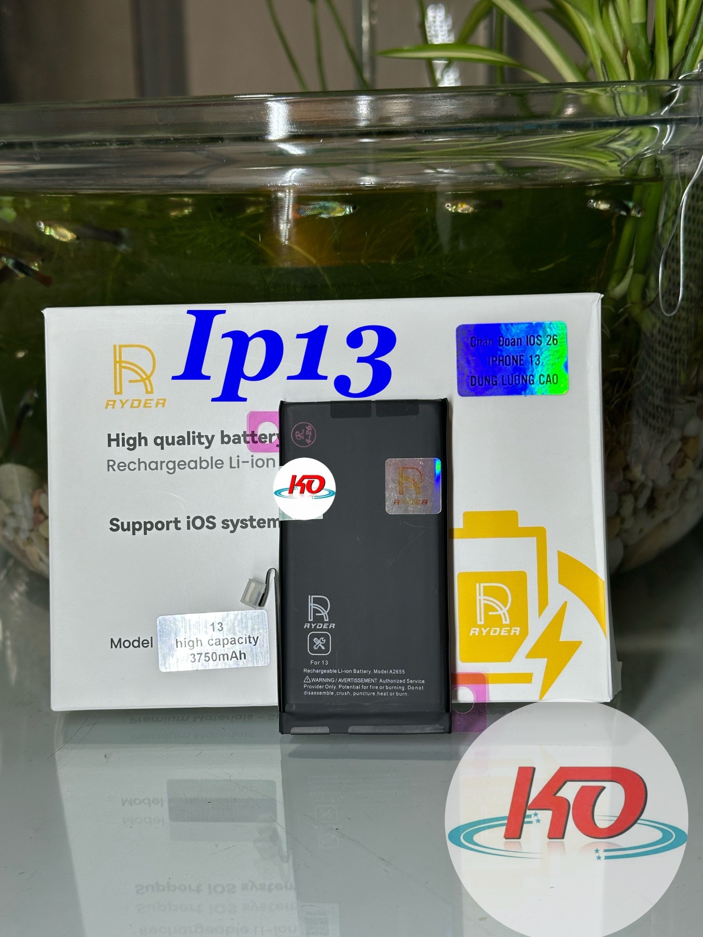 Pin Lithium Dùng Thay Thế Cho Đtdđ Iphone 13,Model :A2655, Hiệu Ryder,Dung Lượng 3227Mah,Điện Áp 3.82V,Chất Liệu Bằng Ion Liti,Có Thể Sạc Lại Được.Mới 100%-duoc-ban-tai-ĐIỆN THOẠI DI ĐỘNG KHA OANH