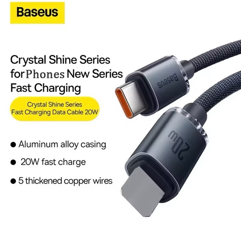 Cáp sạc nhanh điện thoại  Baseus Crystal Shine Type-C to Lightning-Đen-duoc-ban-tai-ĐIỆN THOẠI DI ĐỘNG KHA OANH