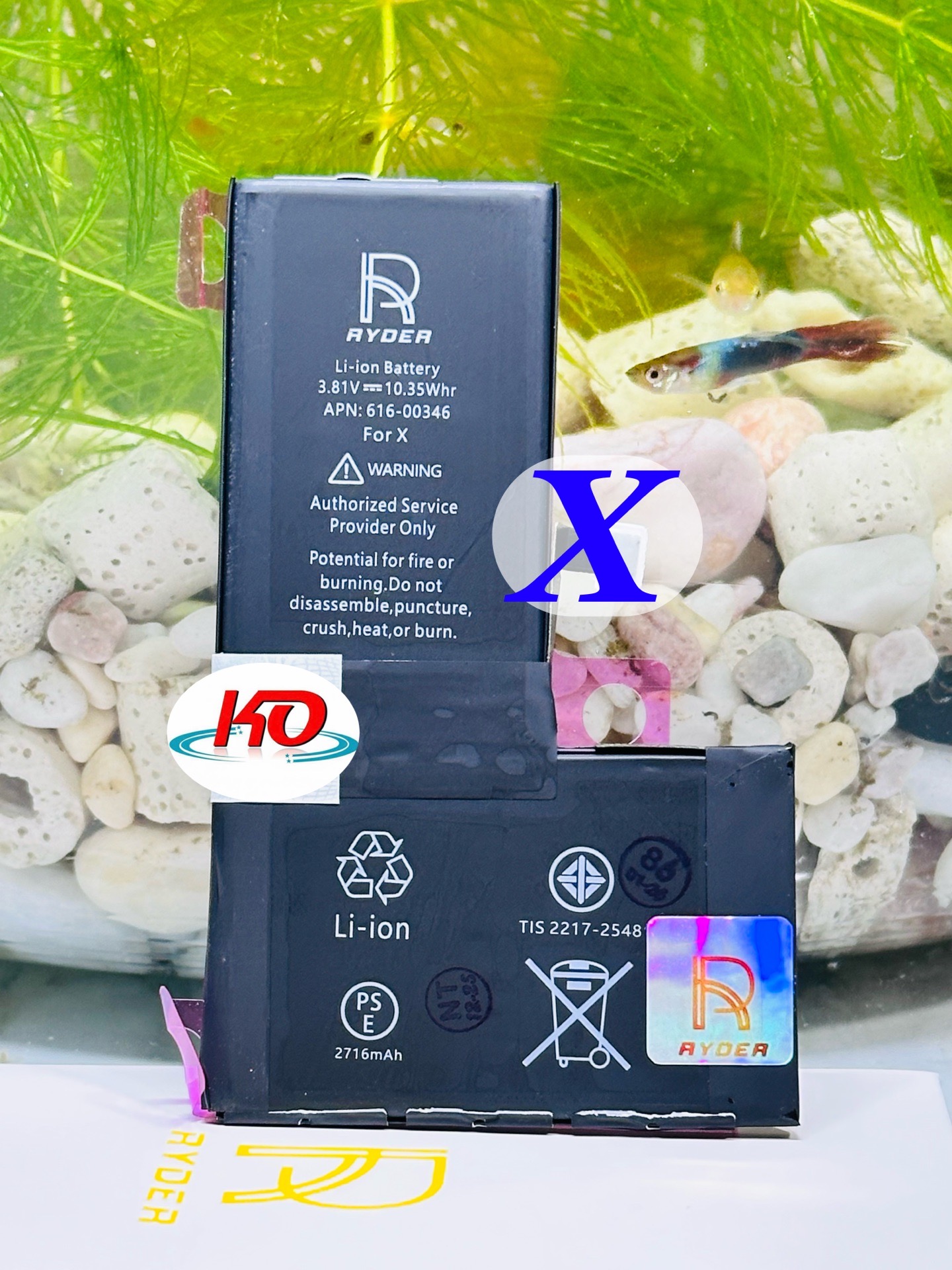 Pin Lithium dùng cho ĐTDĐ iphone X. Model 616-00346, dung lượng 2716mAH, hiệu Ryder, mới 100%-duoc-ban-tai-ĐIỆN THOẠI DI ĐỘNG KHA OANH