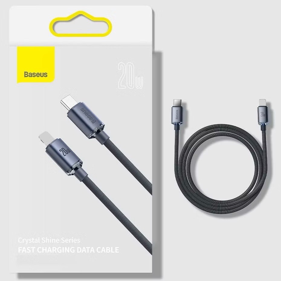 Cáp sạc nhanh điện thoại  Baseus Crystal Shine Type-C to Lightning-Đen-duoc-ban-tai-ĐIỆN THOẠI DI ĐỘNG KHA OANH