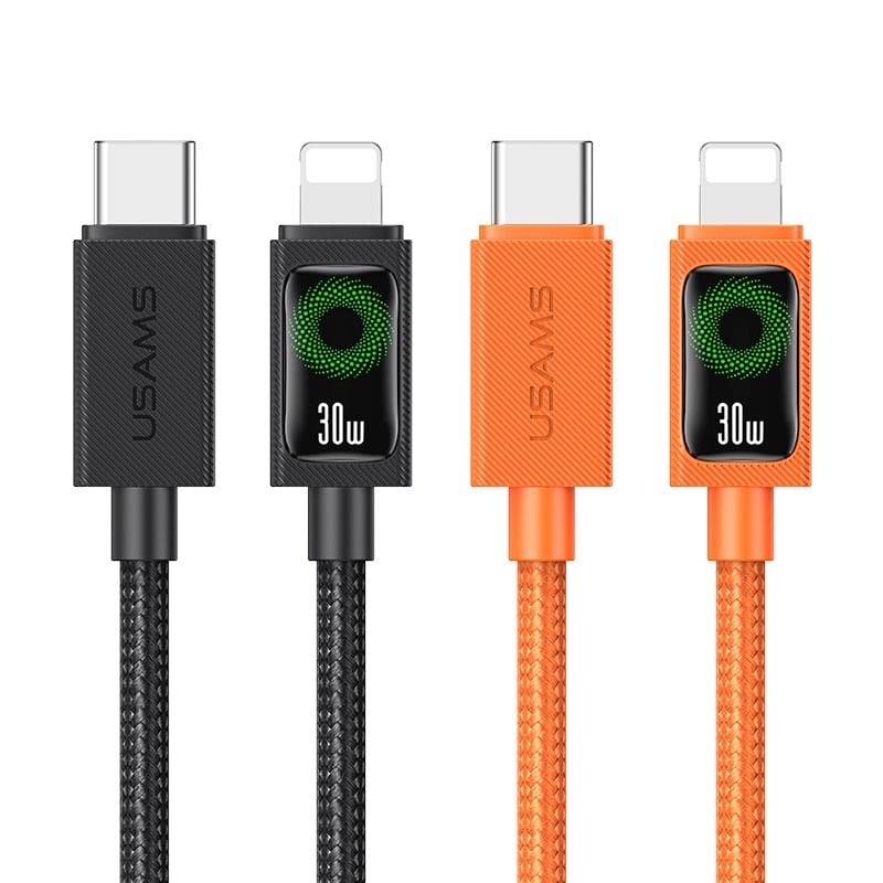 Cáp sạc điện thoại Usams SJ774 U92 30W Type-C to iP Charging & Data Cable with Light 1.2M - Đen-duoc-ban-tai-ĐIỆN THOẠI DI ĐỘNG KHA OANH