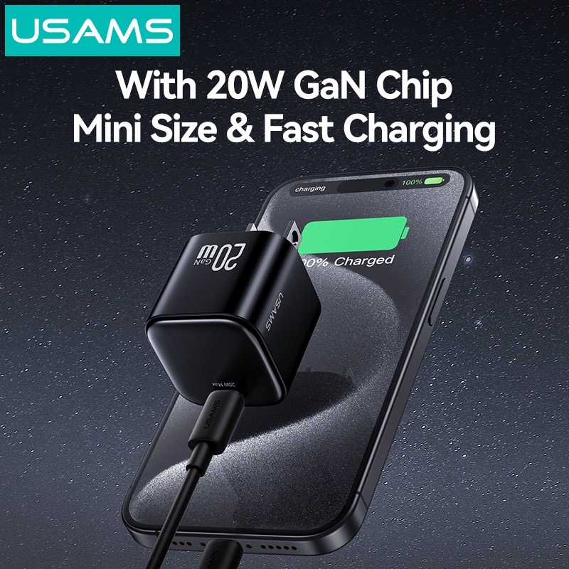 Bộ củ sạc điện thoại Usams JO07 20W Fast Charger Kit C-L (US) - Trắng, Model: JOXLTZ07-duoc-ban-tai-ĐIỆN THOẠI DI ĐỘNG KHA OANH