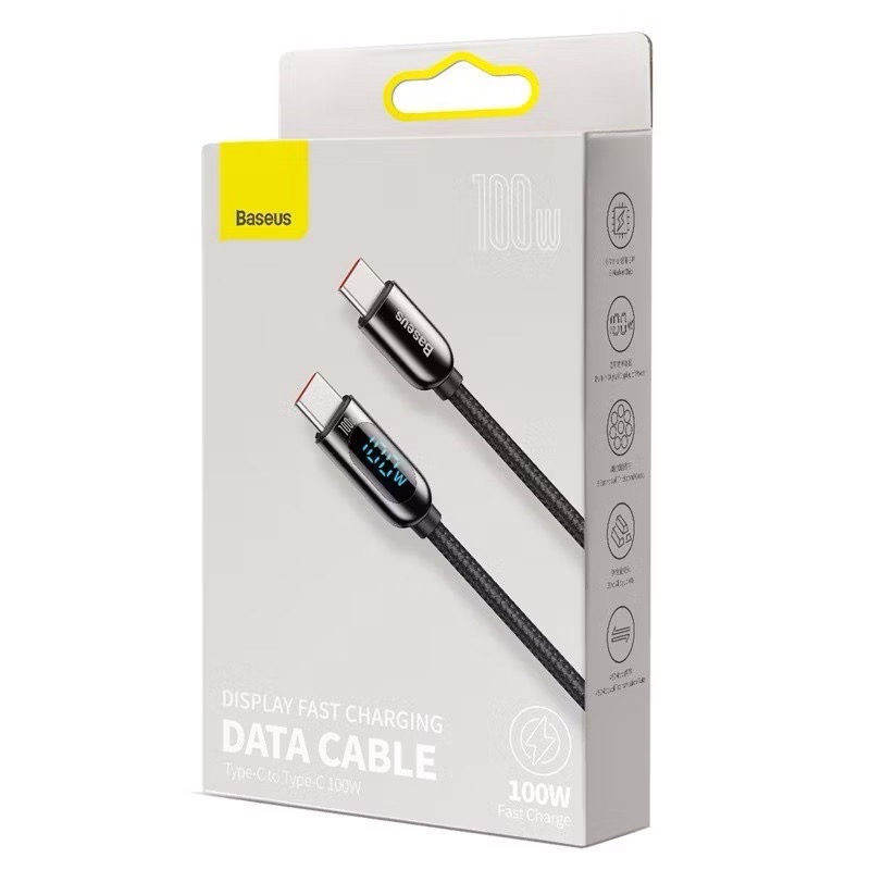Cáp sạc nhanh điện thoại có hiển thị Baseus Display Fast Charging Type-C to Type-C 100W-Đen-duoc-ban-tai-ĐIỆN THOẠI DI ĐỘNG KHA OANH