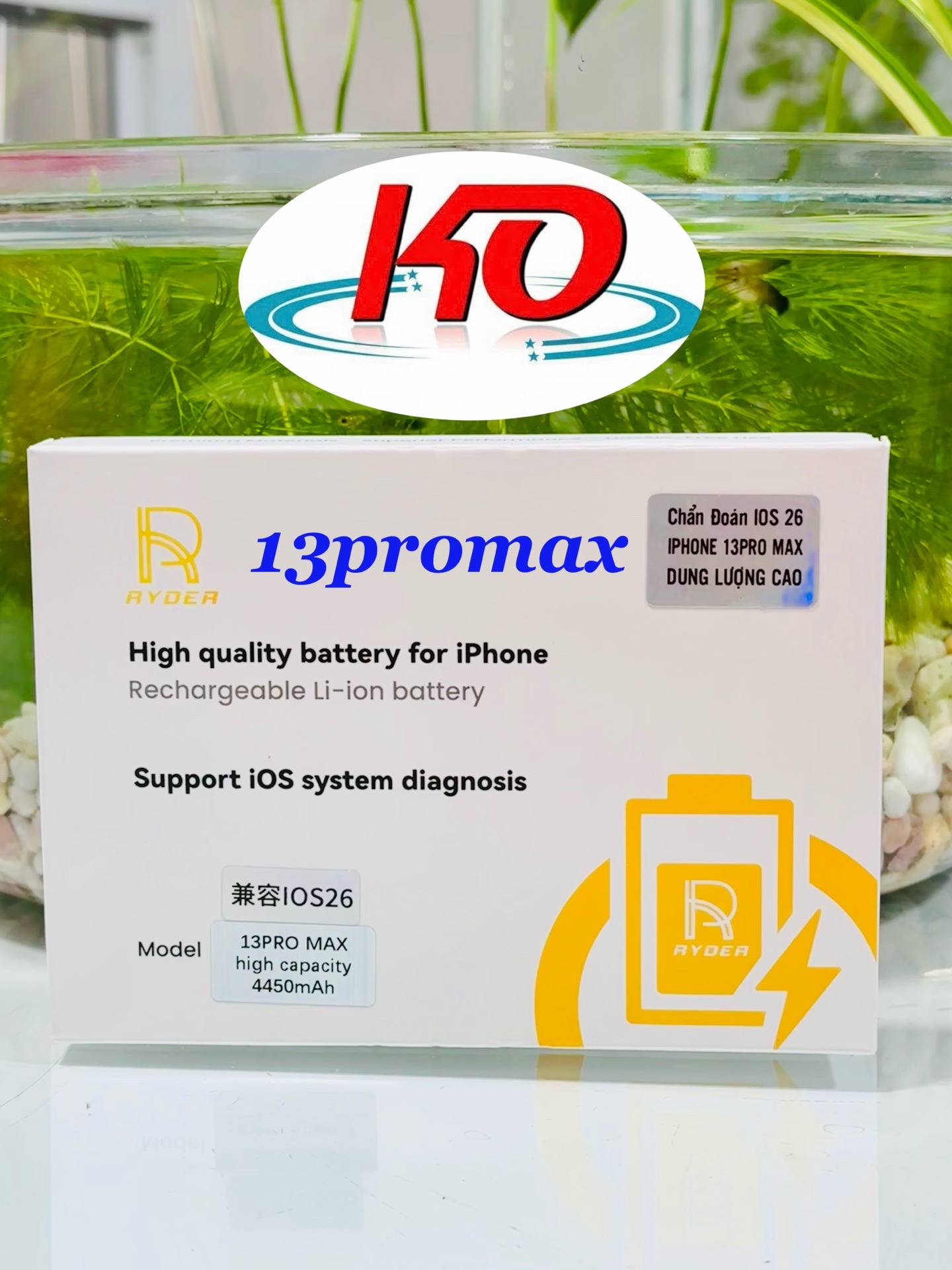 Pin Lithium Dùng Thay Thế Cho Đtdđ Iphone 13Promax,Model :A2653, Hiệu Ryder,Dung Lượng 4352Mah,Điện Áp 3.82V,Chất Liệu Bằng Ion Liti,Có Thể Sạc Lại Được.Mới 100%-duoc-ban-tai-ĐIỆN THOẠI DI ĐỘNG KHA OANH