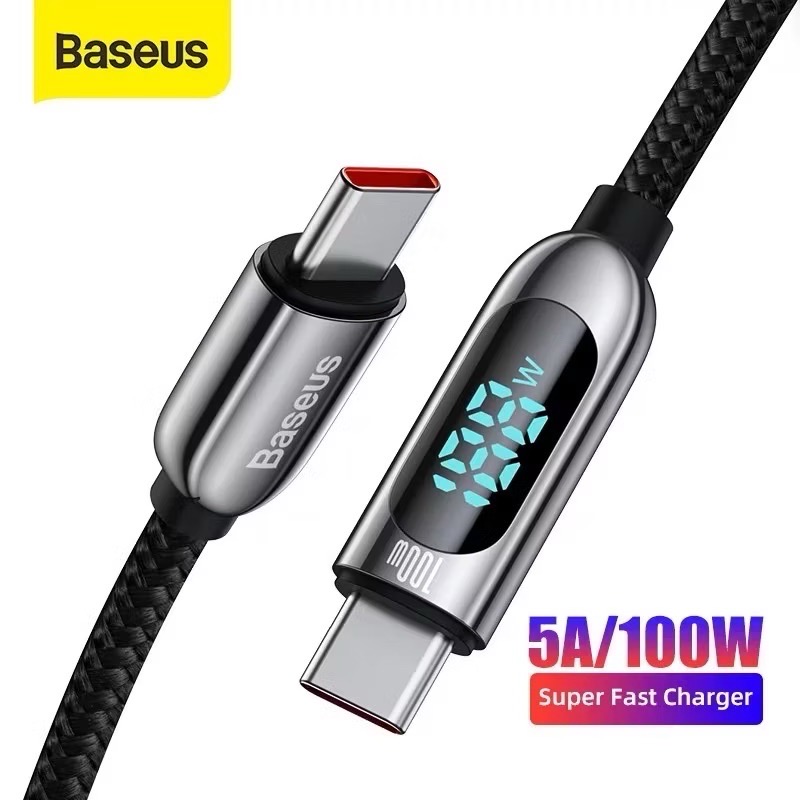 Cáp sạc nhanh điện thoại có hiển thị Baseus Display Fast Charging Type-C to Type-C 100W-Đen-duoc-ban-tai-ĐIỆN THOẠI DI ĐỘNG KHA OANH