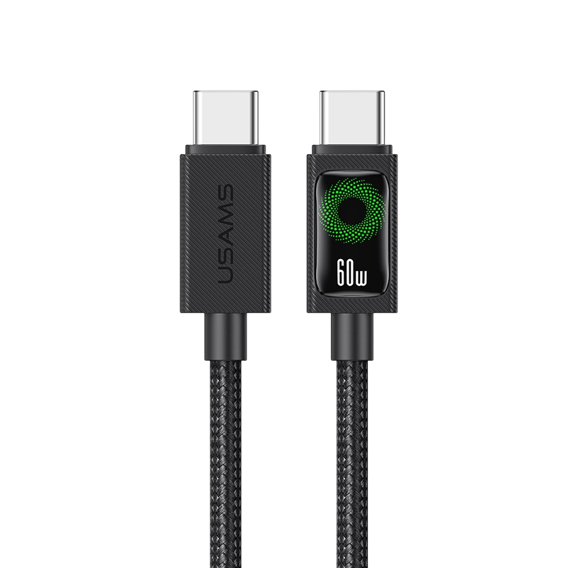 Cáp sạc điện thoại Usams SJ773 U92 60W Type-C to Type-C Charging & Data Cable with Light 1.2M - Đen-duoc-ban-tai-ĐIỆN THOẠI DI ĐỘNG KHA OANH