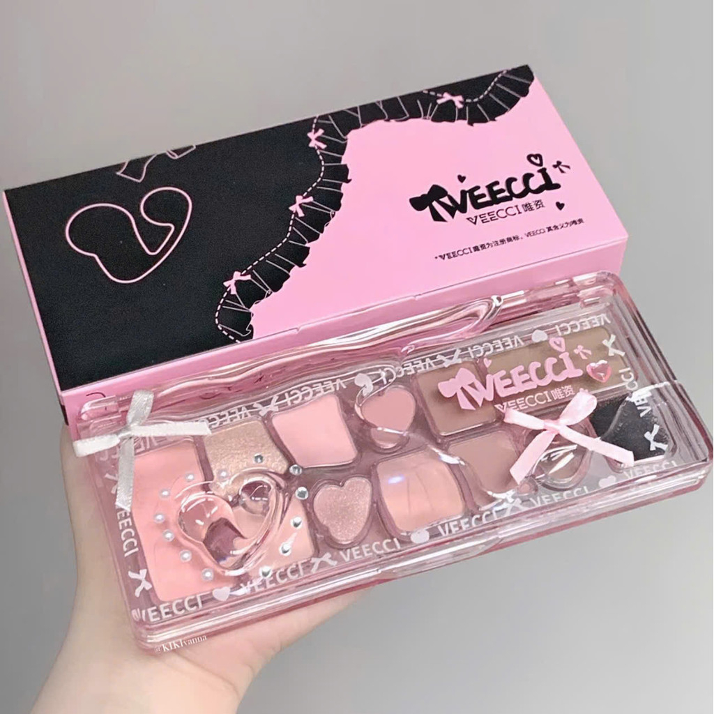 [VEECCI] Bảng phấn mắt 11 ô Veecci trái tim kèm má hồng tạo khối bắt sáng đa năng và mút vệ sinh cọ-duoc-ban-tai-ENSTORE
