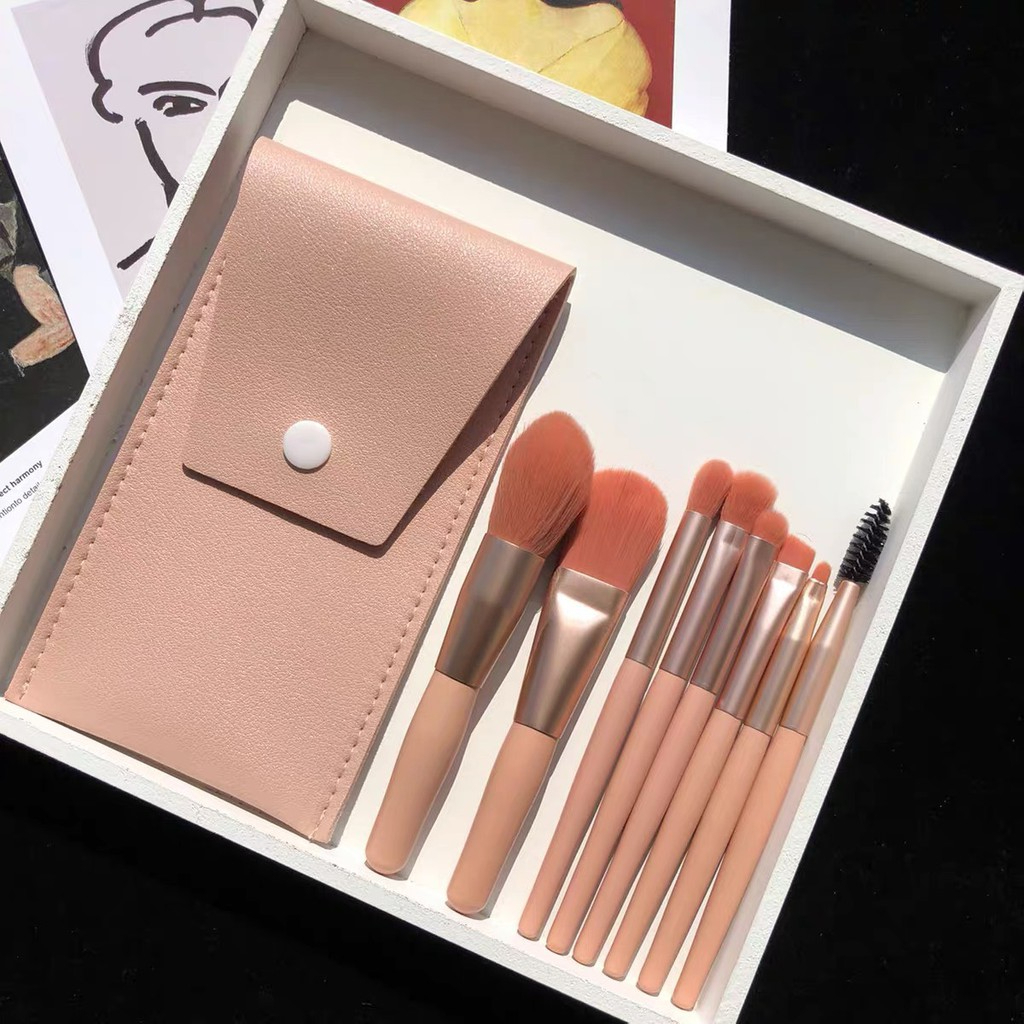 Bộ 8 cọ trang điểm pastel tặng kèm bao da-duoc-ban-tai-ENSTORE