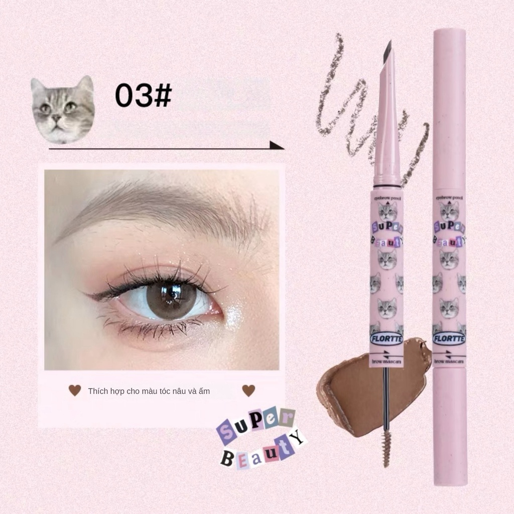 [FLORTTE] Chì kẻ mày mascara lông mày 2 đầu Flortte Meow chống nước lâu trôi-duoc-ban-tai-ENSTORE