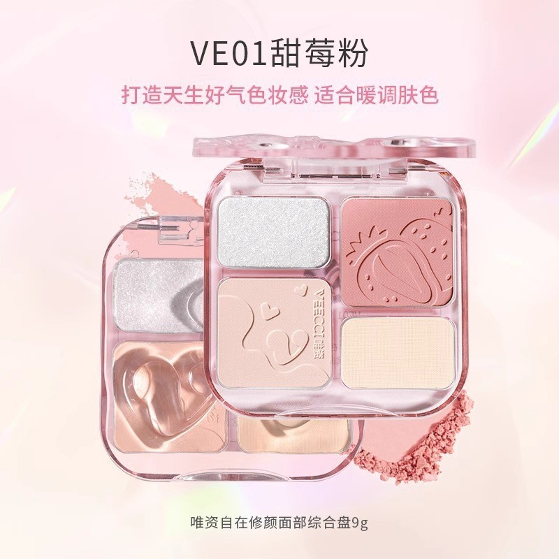 [VEECCI] Bảng phấn má hồng Veecci 4 ô kèm highlight đa năng-duoc-ban-tai-ENSTORE