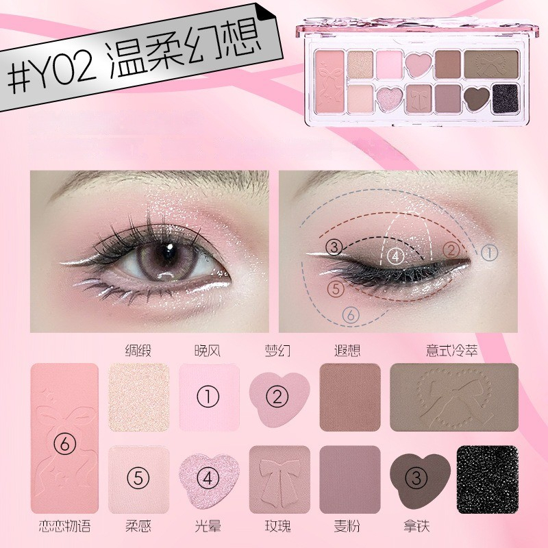 [VEECCI] Bảng phấn mắt 11 ô Veecci trái tim kèm má hồng tạo khối bắt sáng đa năng và mút vệ sinh cọ-duoc-ban-tai-ENSTORE