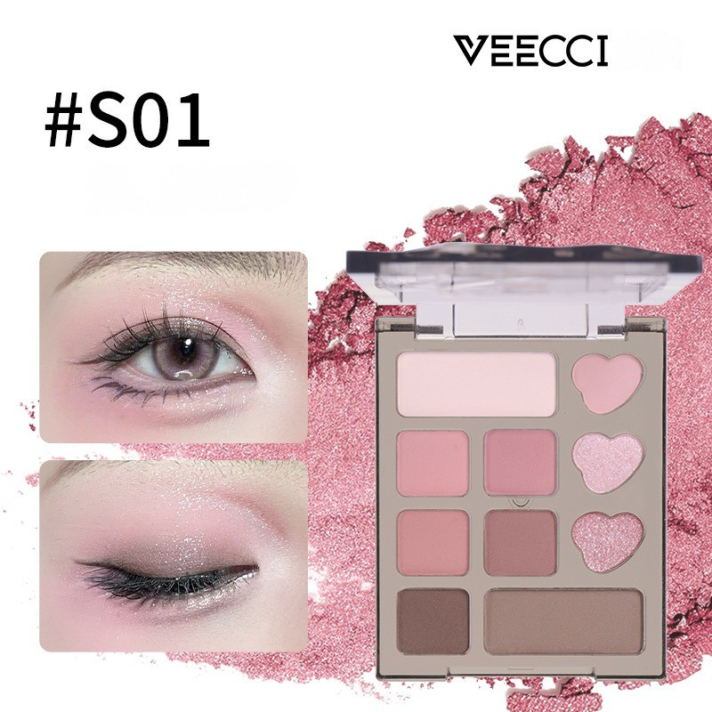 [VEECCI] Bảng phấn mắt Veecci 10 ô mini trái tim 4.2g-duoc-ban-tai-ENSTORE