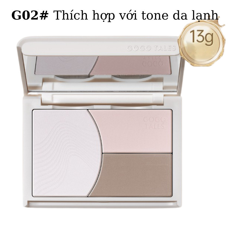 [GOGO TALES] Bảng phấn tạo khối 3 ô Gogotales trắng kèm bắt sáng 13g GT753-duoc-ban-tai-ENSTORE