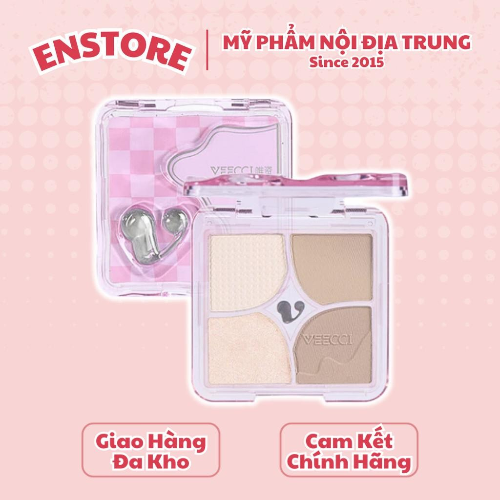 [VEECCI] Bảng phấn tạo khối 4 ô Veecci kèm bắt sáng kẻ caro hồng-duoc-ban-tai-ENSTORE