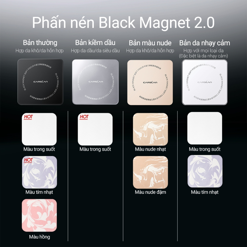 [CARSLAN] Phấn phủ nén 2.0 Carslan Black Magnet Soft Mist kiềm dầu lâu trôi 8g-duoc-ban-tai-ENSTORE