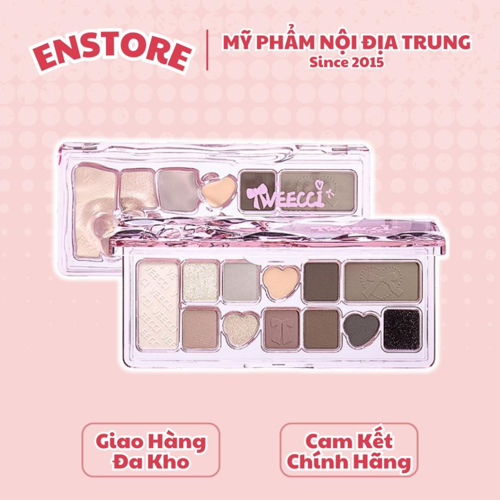 [VEECCI] Bảng phấn mắt 11 ô Veecci trái tim kèm má hồng tạo khối bắt sáng đa năng và mút vệ sinh cọ-duoc-ban-tai-ENSTORE