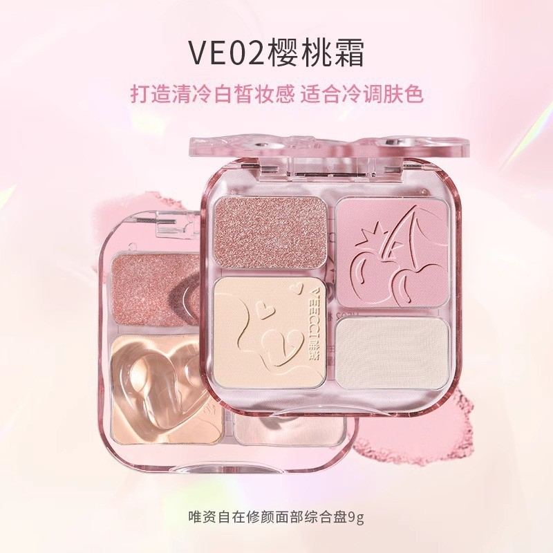 [VEECCI] Bảng phấn má hồng Veecci 4 ô kèm highlight đa năng-duoc-ban-tai-ENSTORE