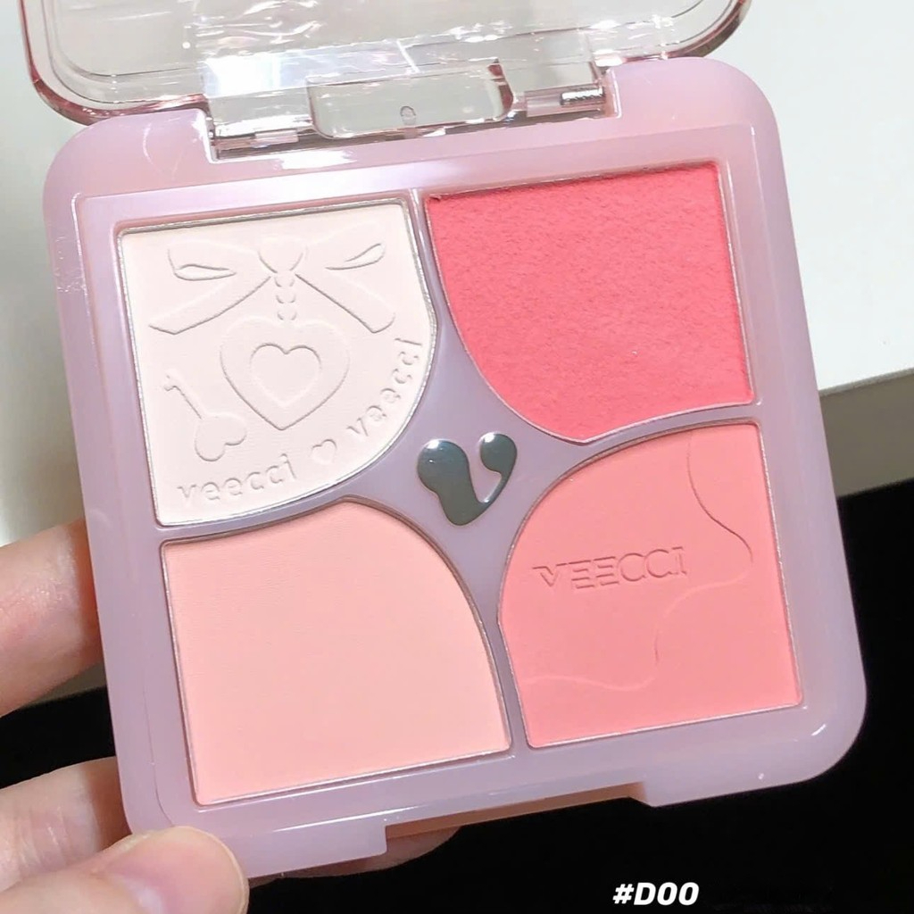 [VEECCI] Bảng phấn má hồng 4 ô Veecci kèm bắt sáng đa chức năng-duoc-ban-tai-ENSTORE