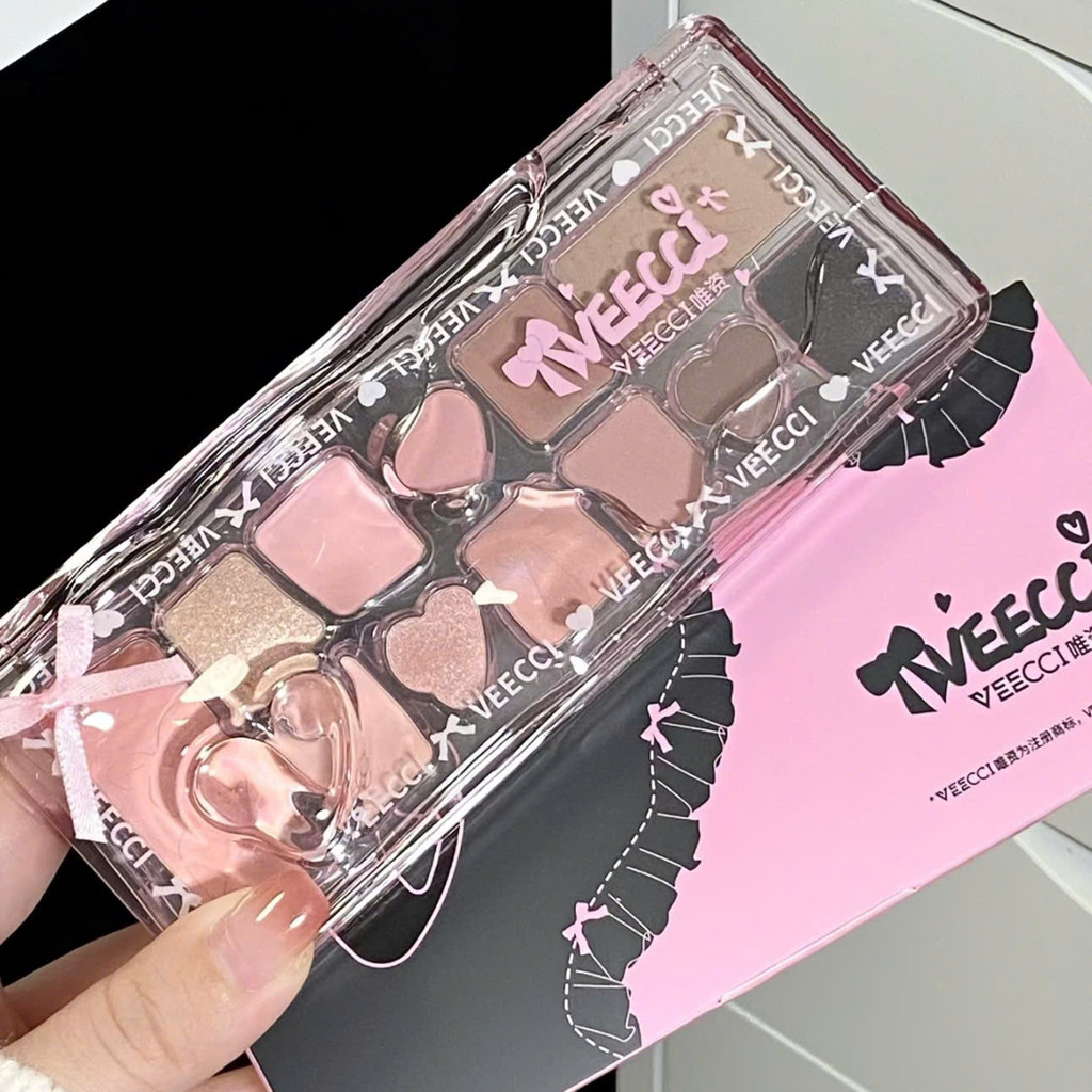 [VEECCI] Bảng phấn mắt 11 ô Veecci trái tim kèm má hồng tạo khối bắt sáng đa năng và mút vệ sinh cọ-duoc-ban-tai-ENSTORE