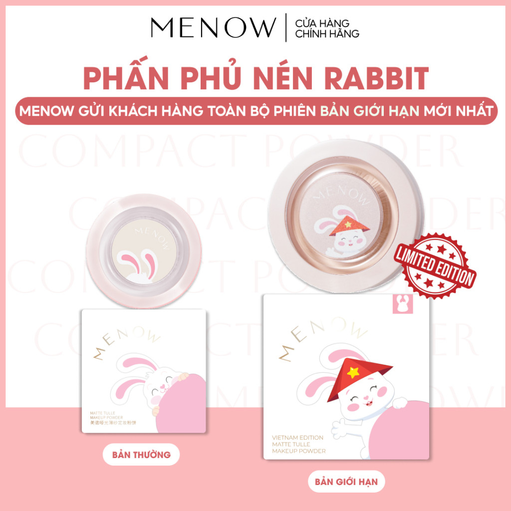 [MENOW] Phấn phủ nén kiềm dầu chống nước Menow Rabbit Compact Powder 8.5g-duoc-ban-tai-ENSTORE