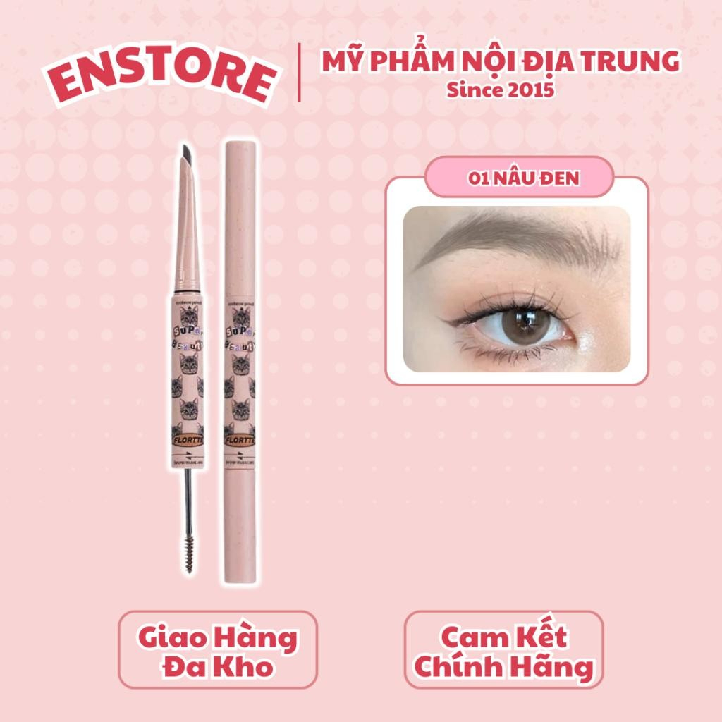 [FLORTTE] Chì kẻ mày mascara lông mày 2 đầu Flortte Meow chống nước lâu trôi-duoc-ban-tai-ENSTORE