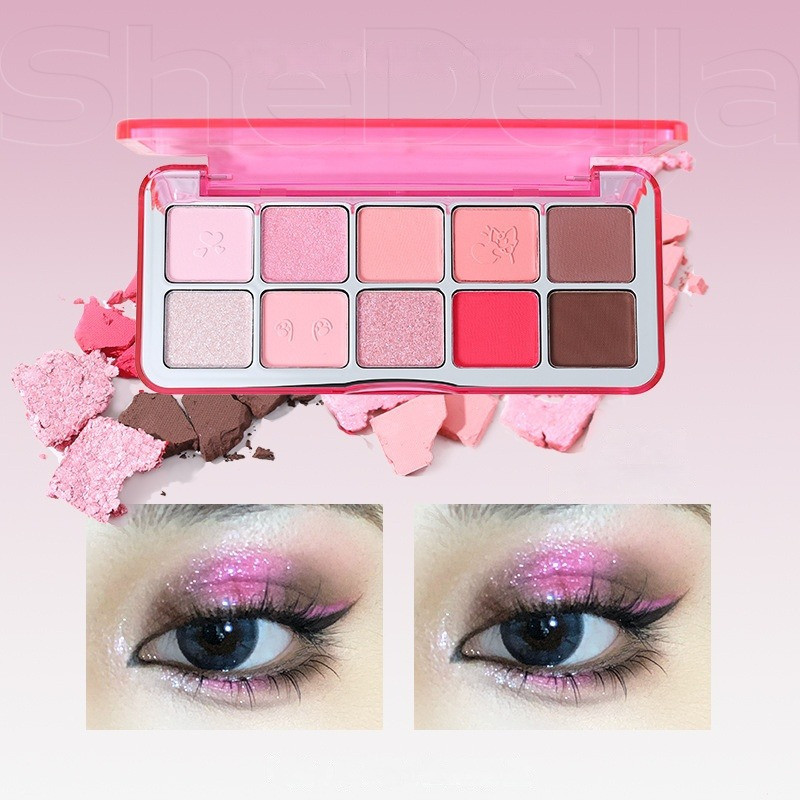 [SHE DELLA] Bảng phấn mắt 10 ô She Della vỏ hồng-duoc-ban-tai-ENSTORE