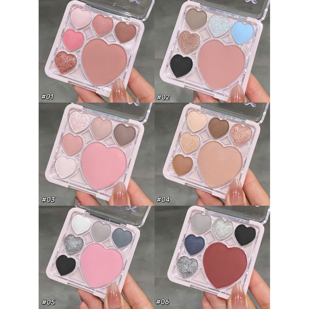 [GOGO TALES] Bảng phấn mắt má hồng 6 ô Gogotales Sweetish Trái Tim xinh xắn GT747-duoc-ban-tai-ENSTORE