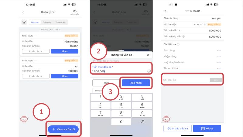 Hướng dẫn vào ca