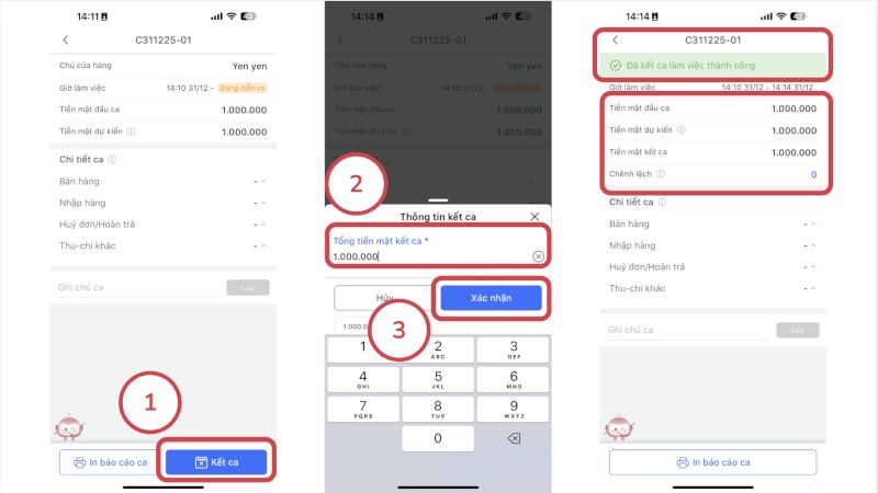 Hướng dẫn kết ca