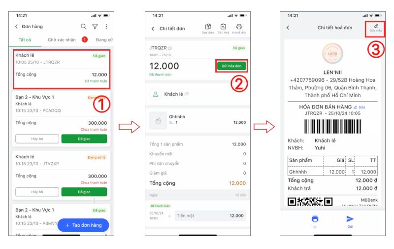 Cách 2 từ trang đơn hàng