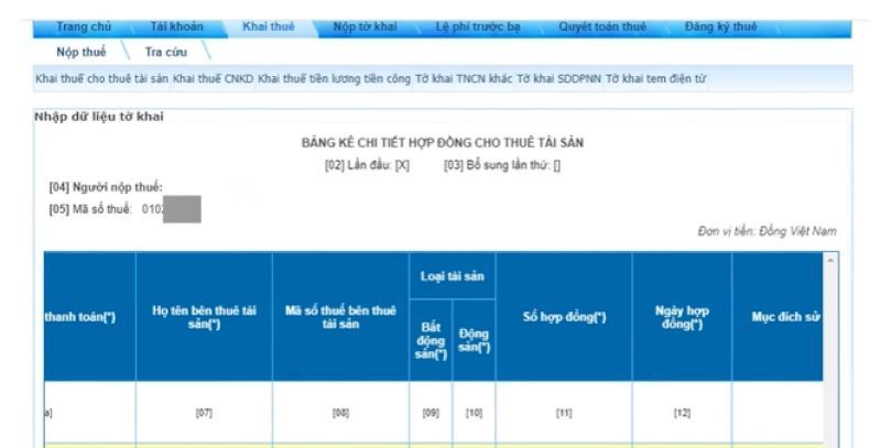3.1. Khai thuế cho thuê tài sản lần đầu Bước 4
