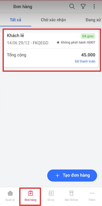 Chọn hoá đơn cần in