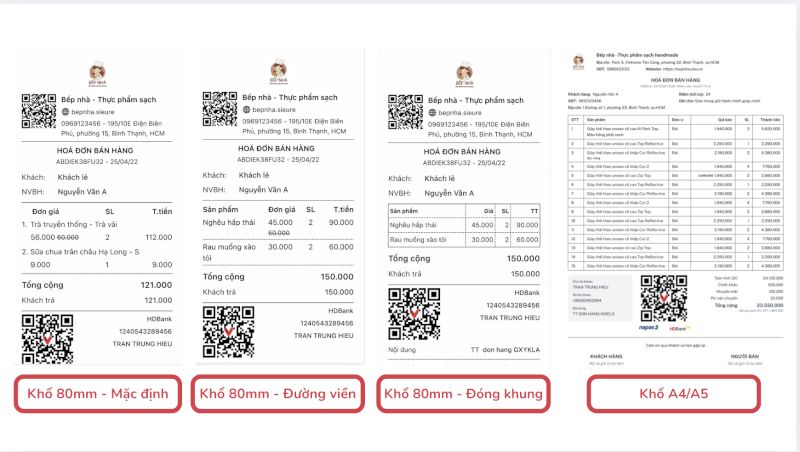 chỉnh sửa mẫu hóa đơn