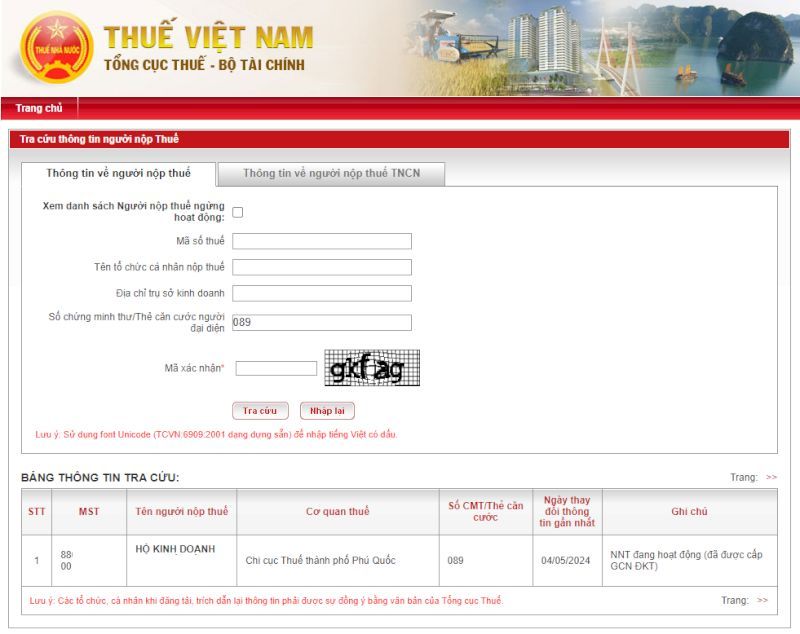 4.1. Cách 1: Tra cứu qua trang của Tổng cục thuế Việt Nam