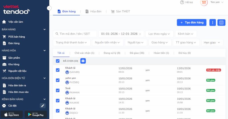 tích chọn ô vuông (2) các đơn hàng cần in