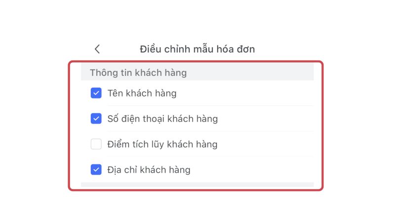 Điều chỉnh mẫu hóa đơn