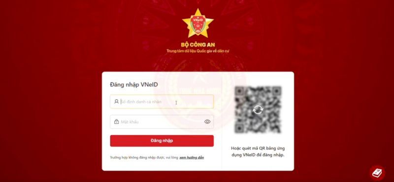 Bước 3: Tiến hành đăng nhập vào tài khoản VNeID